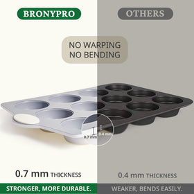 BRONYPRO pan features heat-resistant detachable silicone handles for safe, comfortable grip.