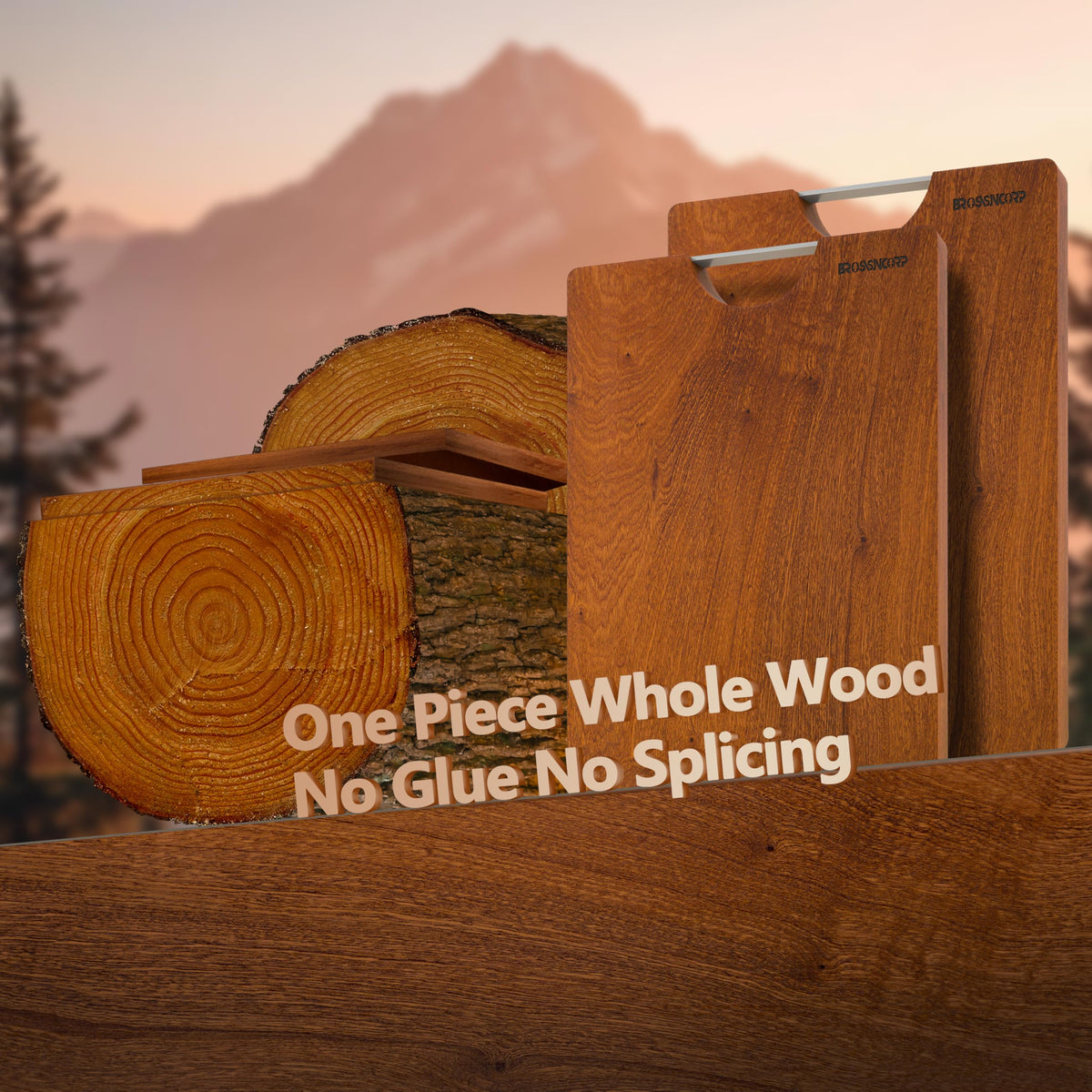 Brosisincorp Sapele cutting board with stainless steel handle for easy lifting