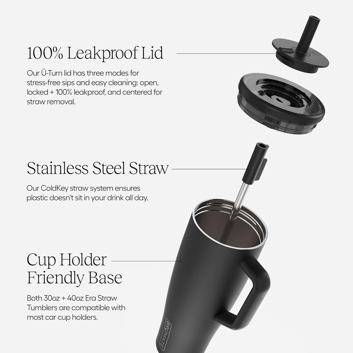 BrüMate Era handle close-up highlights easy carry and secure grip