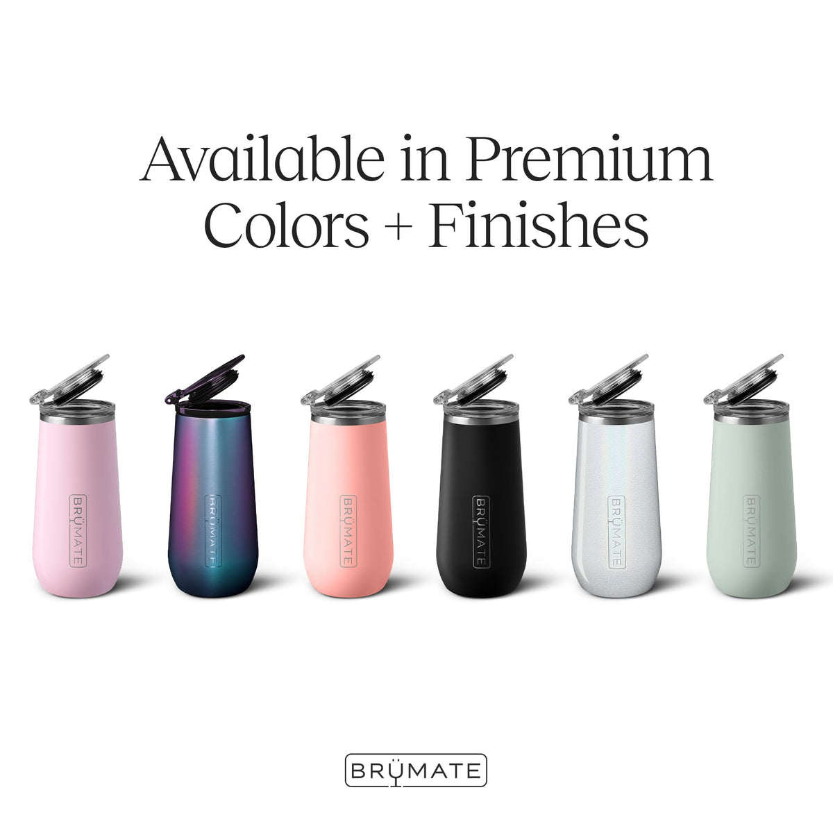 BrüMate Champagne Flute in ice-cold stainless steel design keeps drinks chilly from first sip.