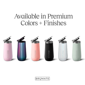 BrüMate Champagne Flute in ice-cold stainless steel design keeps drinks chilly from first sip.