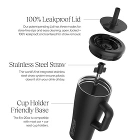 BrüMate Era 20oz lid and straw close-up for leakproof sipping on the move.