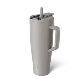 BrüMate Era Flip 40oz with covered straw lid for leakproof sipping on the go.