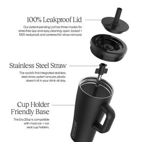 BrüMate Era with ColdKey metal straw, keeps drinks cool and fresh.