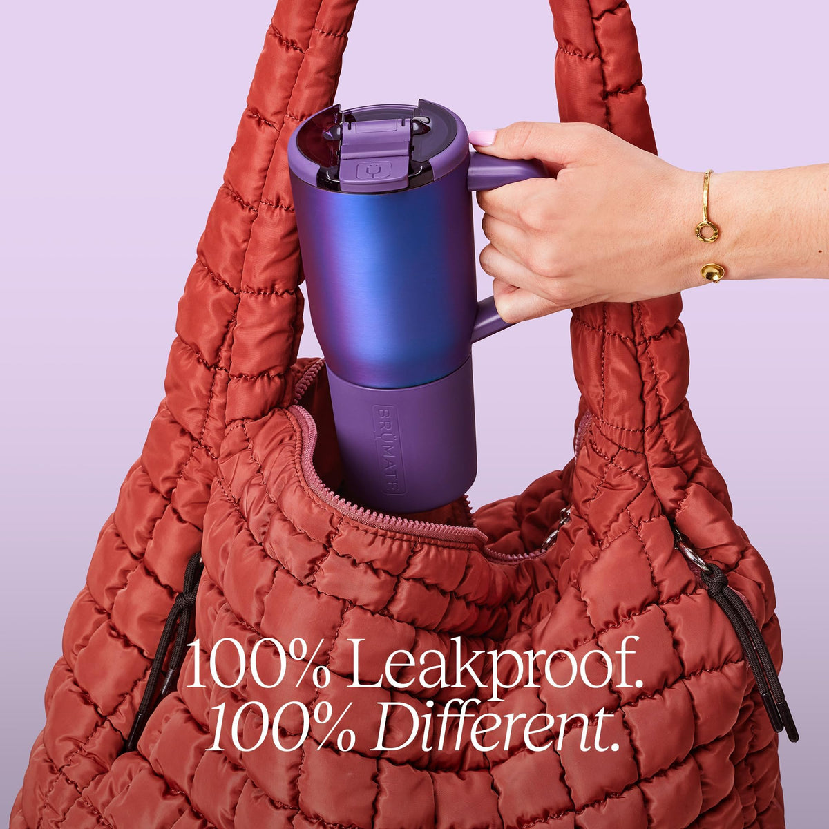 BrüMate Müv MagFlip closure enables easy lid access and leak-safe sipping.