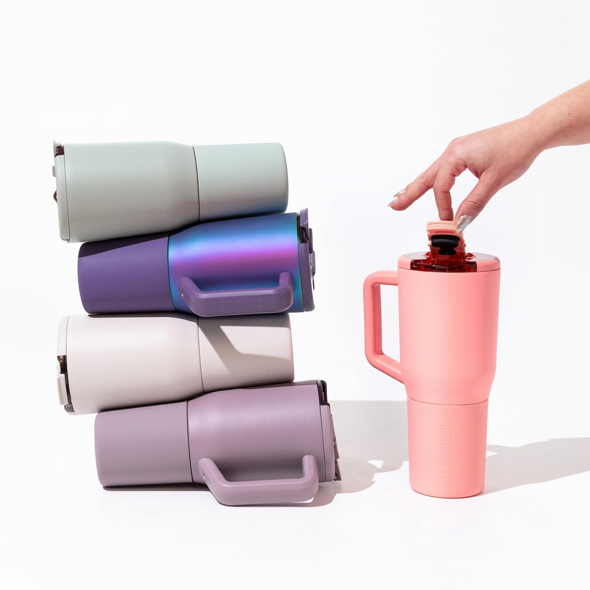 BrüMate Müv silicone sleeve and grip handle for secure, scratch-resistant hold
