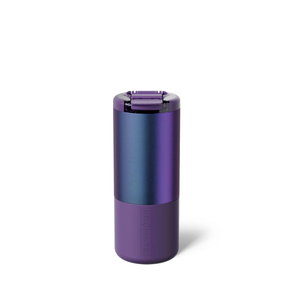 BrüMate Strova 18oz mug with MagFlip lid for leakproof sipping on the go.