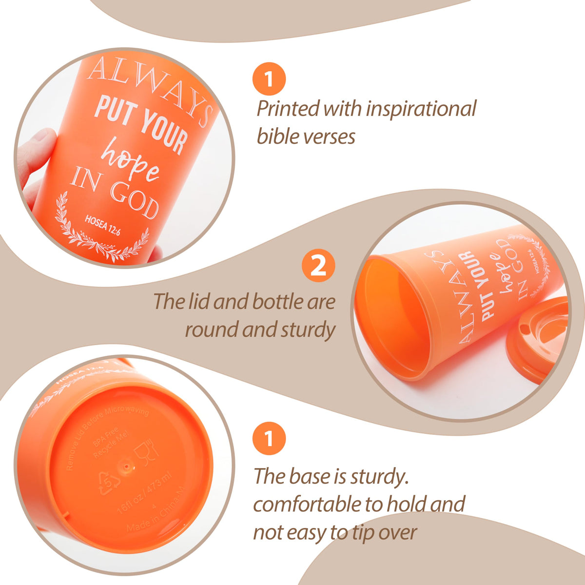 Brvcdh 16-ounce plastic coffee cups with lids ideal for travel and everyday beverages.