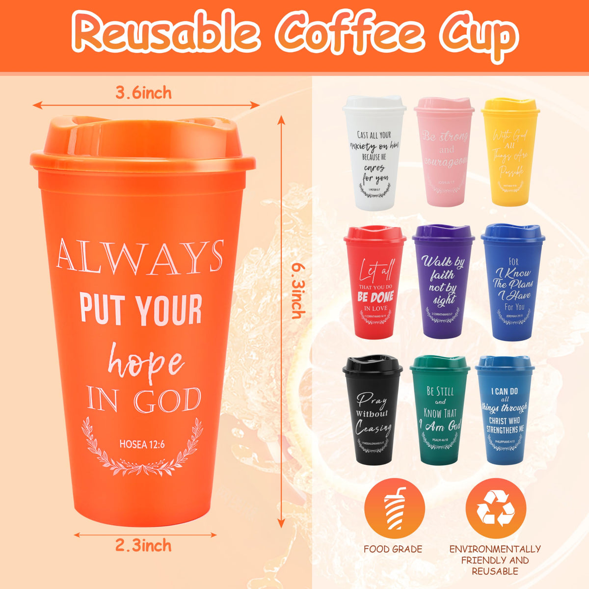 Brvcdh colorful Bible verse tumbler close-up showing vibrant print and sturdy lid.