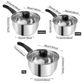 BSDLZCH 3QT pot with lid for hearty meals and sauces.