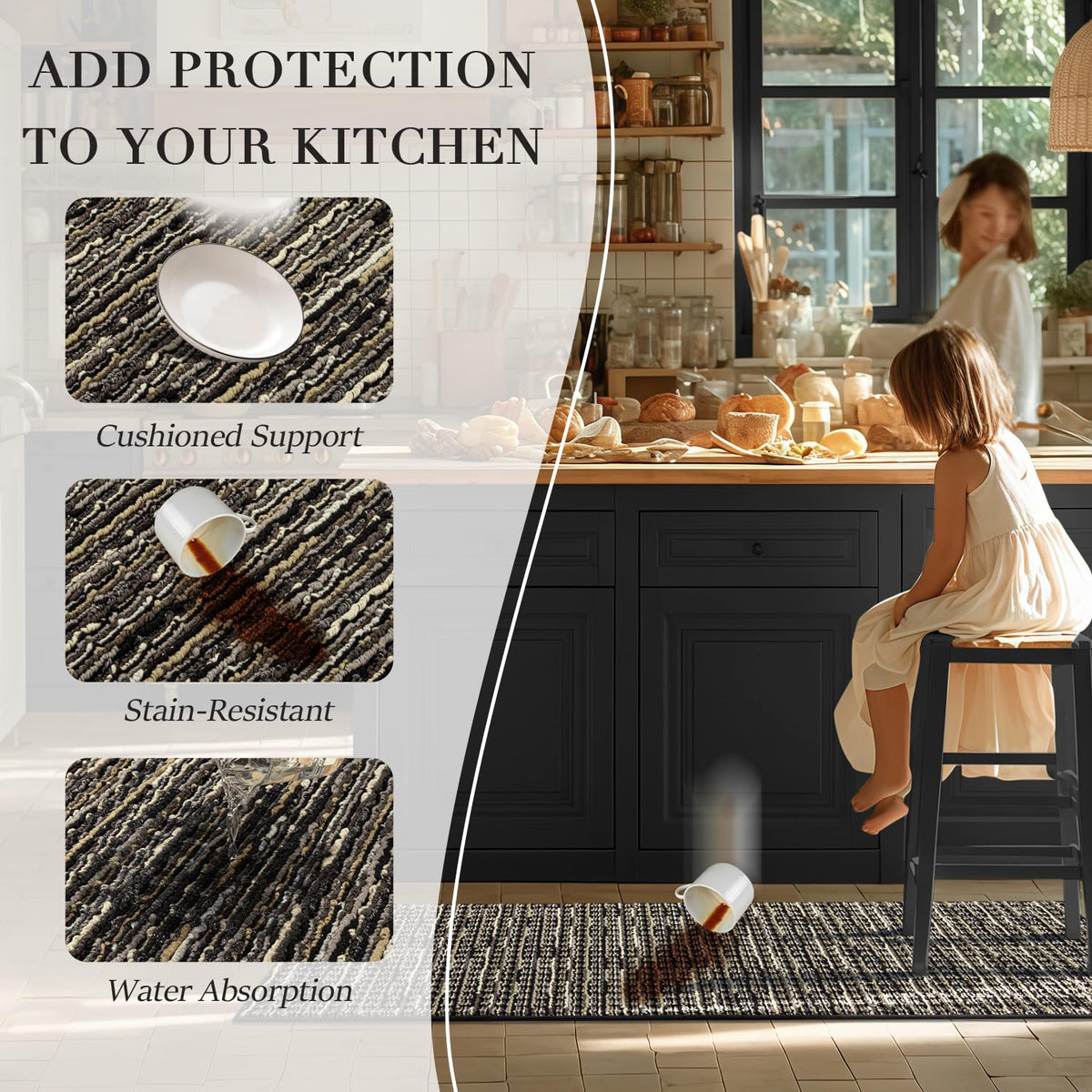 BSICPRO stain-resistant durable material keeps spills contained for easy cleaning.
