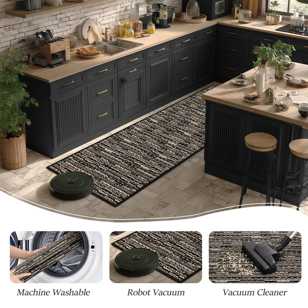 BSICPRO vintage weave design adds warm charm to kitchen and entryways.