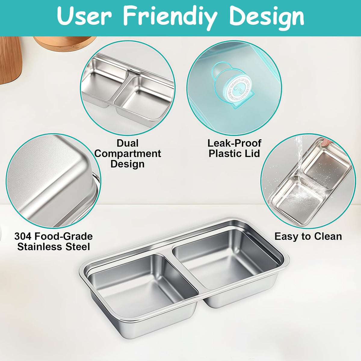 BSTUR dual-compartment bento lid on for secure transport and easy access