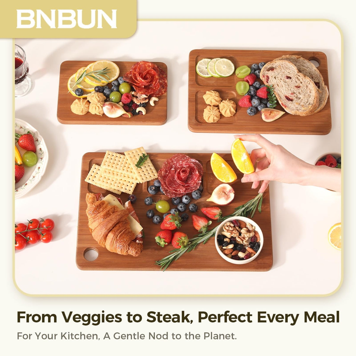 BTHW eco-friendly bamboo surface supports sustainable kitchen prep.