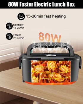 Buddew electric lunch box 80W heating for quick warming.
