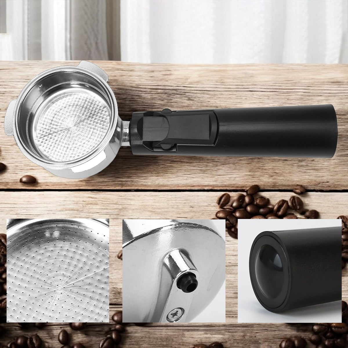 BuleVina portafilter with even-water distribution focus for consistent extractions.