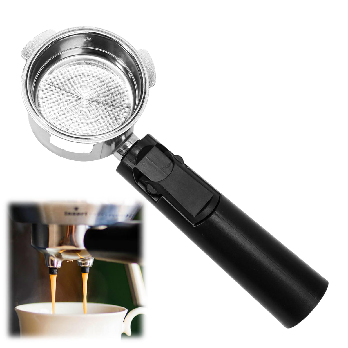 BuleVina three-ear portafilter handle stabilizes the shot for consistent extraction.