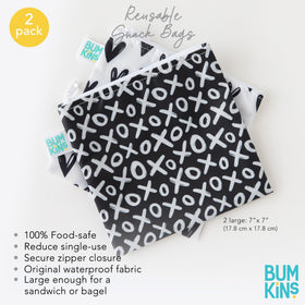 Bumkins machine-washable fabric makes cleanup quick and easy.