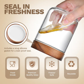 Bumobum acacia wood lid on jar adds warm aesthetic and durability