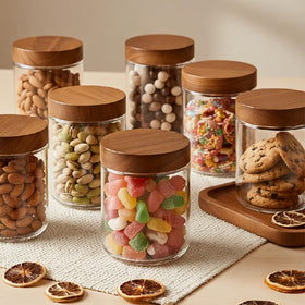 Bumobum glass mason jar with airtight acacia lid for freshness