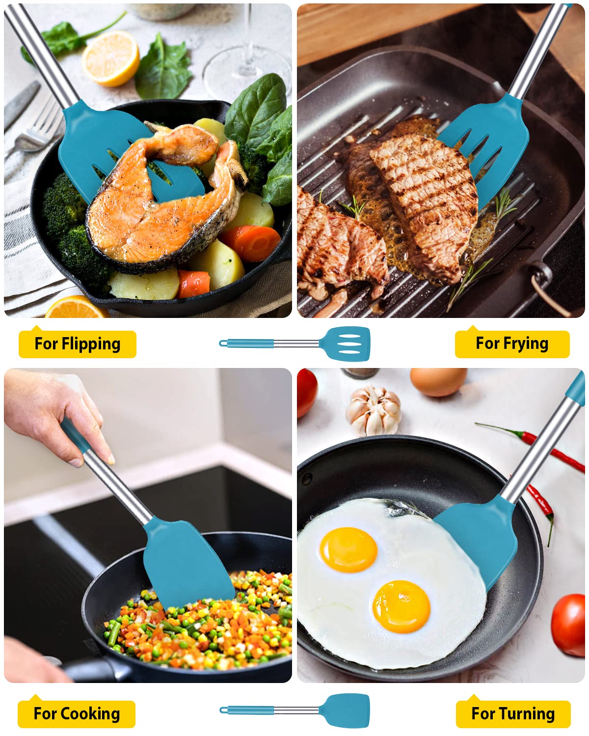 Bundlepro silicone head with stainless steel core for durable, high-heat cooking