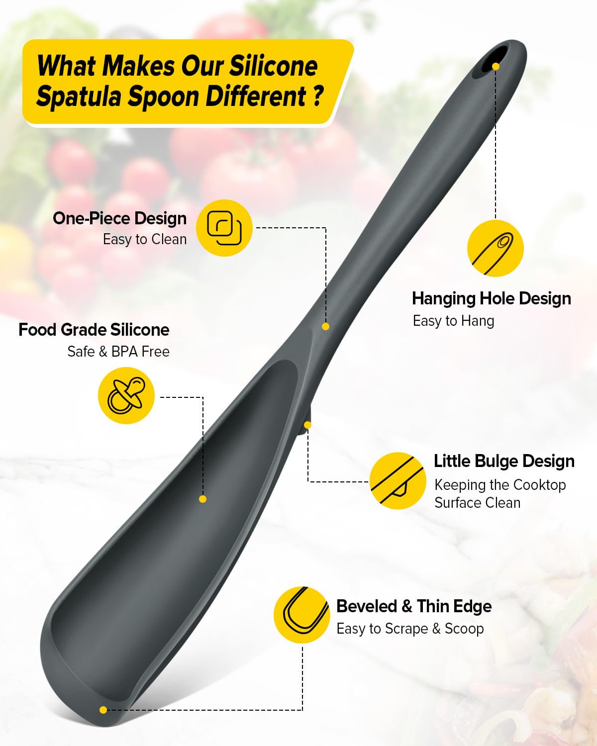 Bundlepro one-piece design spatula spoons in gray for rust-free use.