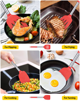 Bundlepro pack of 2 silicone turners red for versatile cooking.