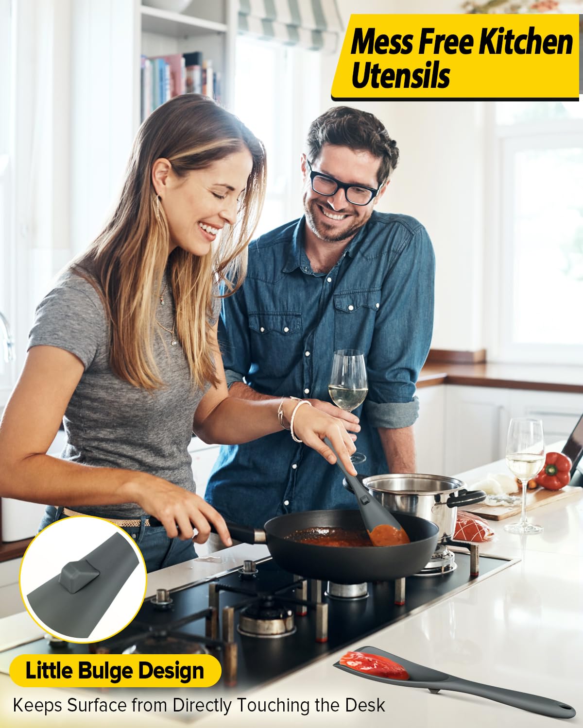 BUNDLEPRO soft silicone protects cookware coating during stirring.