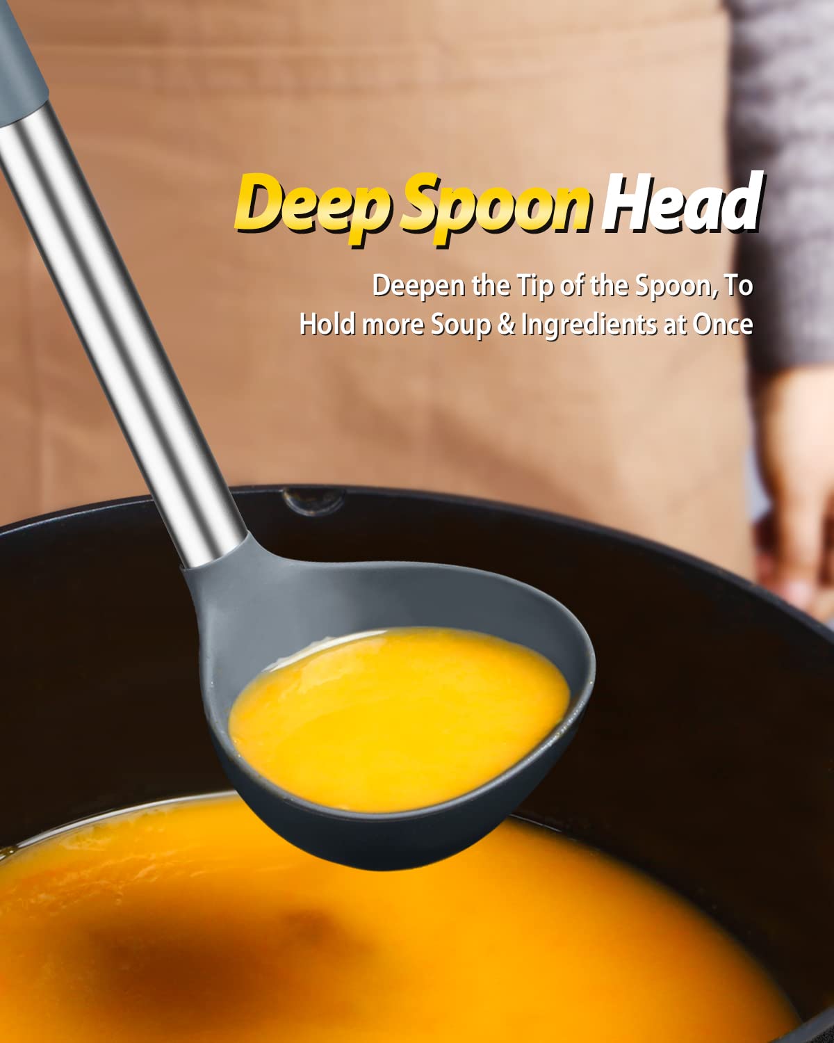 Bundlepro gray utensils protect nonstick coatings during cooking