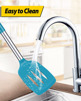 Bundlepro blue spatula provides comfortable grip during longer cooking sessions