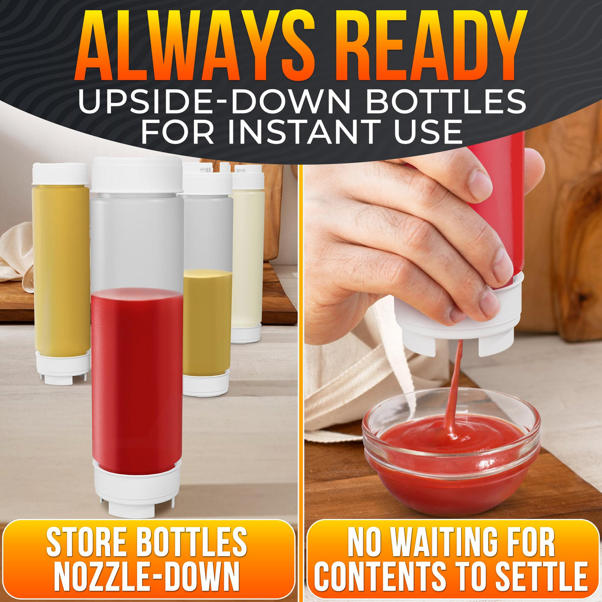BURIUS durable plastic squeeze bottles withstand daily kitchen use.