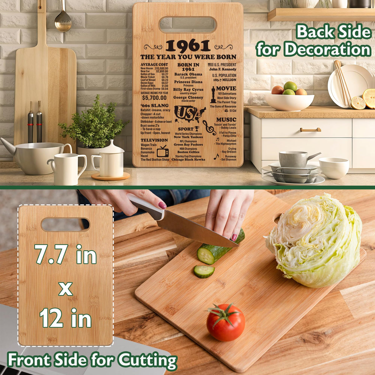 Busy Gaming Life back in 1961 cutting board arranged with cheese and fruit for entertaining.