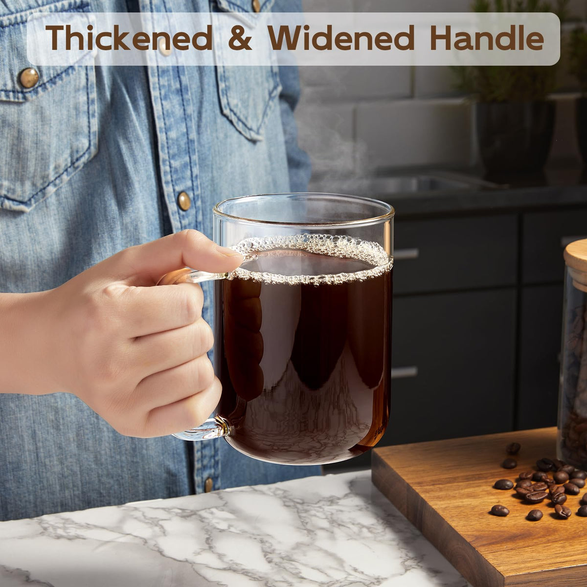 BWODYAY 20oz glass mug with flat bottom compatible with warmers.