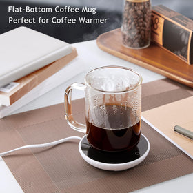 BWODYAY 20oz glass mug with wide handle for secure, comfortable grip.