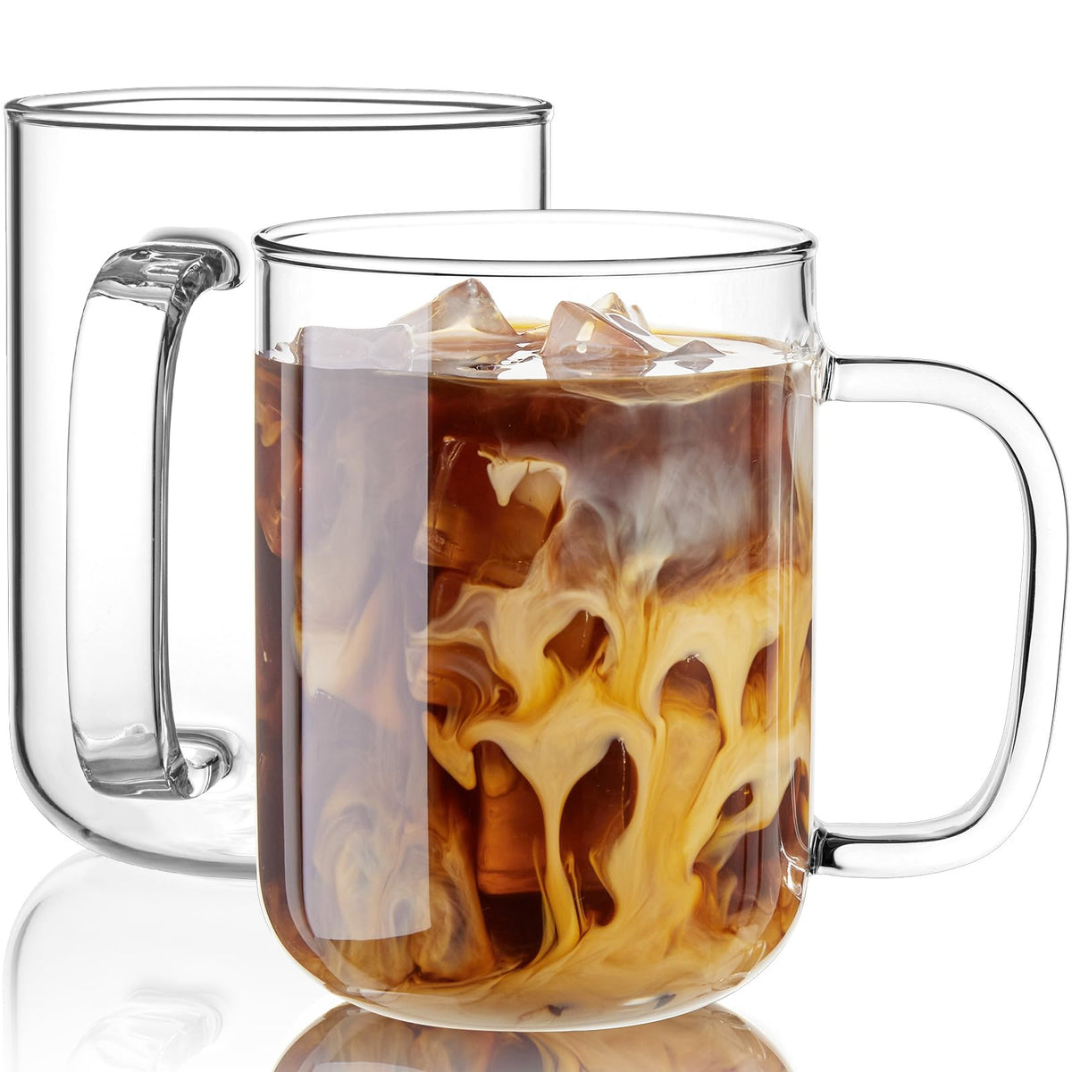 BWODYAY 24oz glass mug front view ideal for latte art display