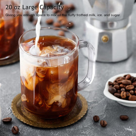 BWODYAY glass coffee mug thermal range supports hot and cold beverages.