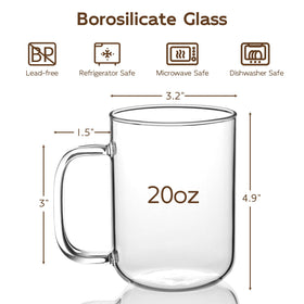 BWODYAY set of 2 glass mugs on table ready for sharing beverages
