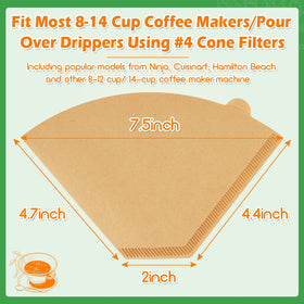 BYKITCHEN size 4 unbleached cone filters ideal for clean flavor and less sediment.