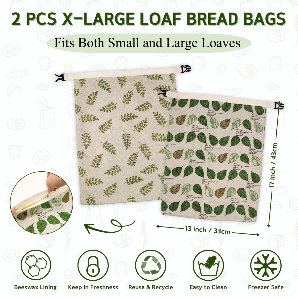 BYTTME beeswax bread bag with zipper closure for airtight storage