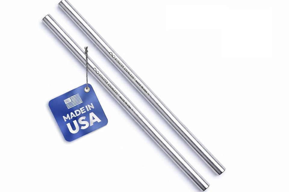 Bywater Stainless 8.5-inch straw in open-lid view, durable and dishwasher-safe.