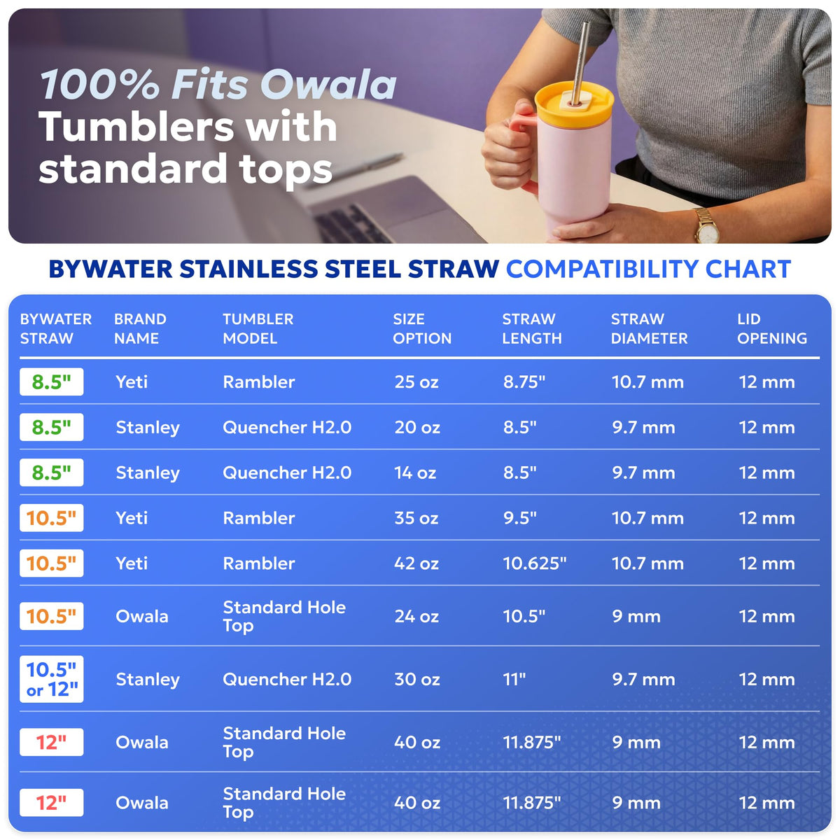 Bywater Stainless eco-friendly option reduces disposable plastic waste.