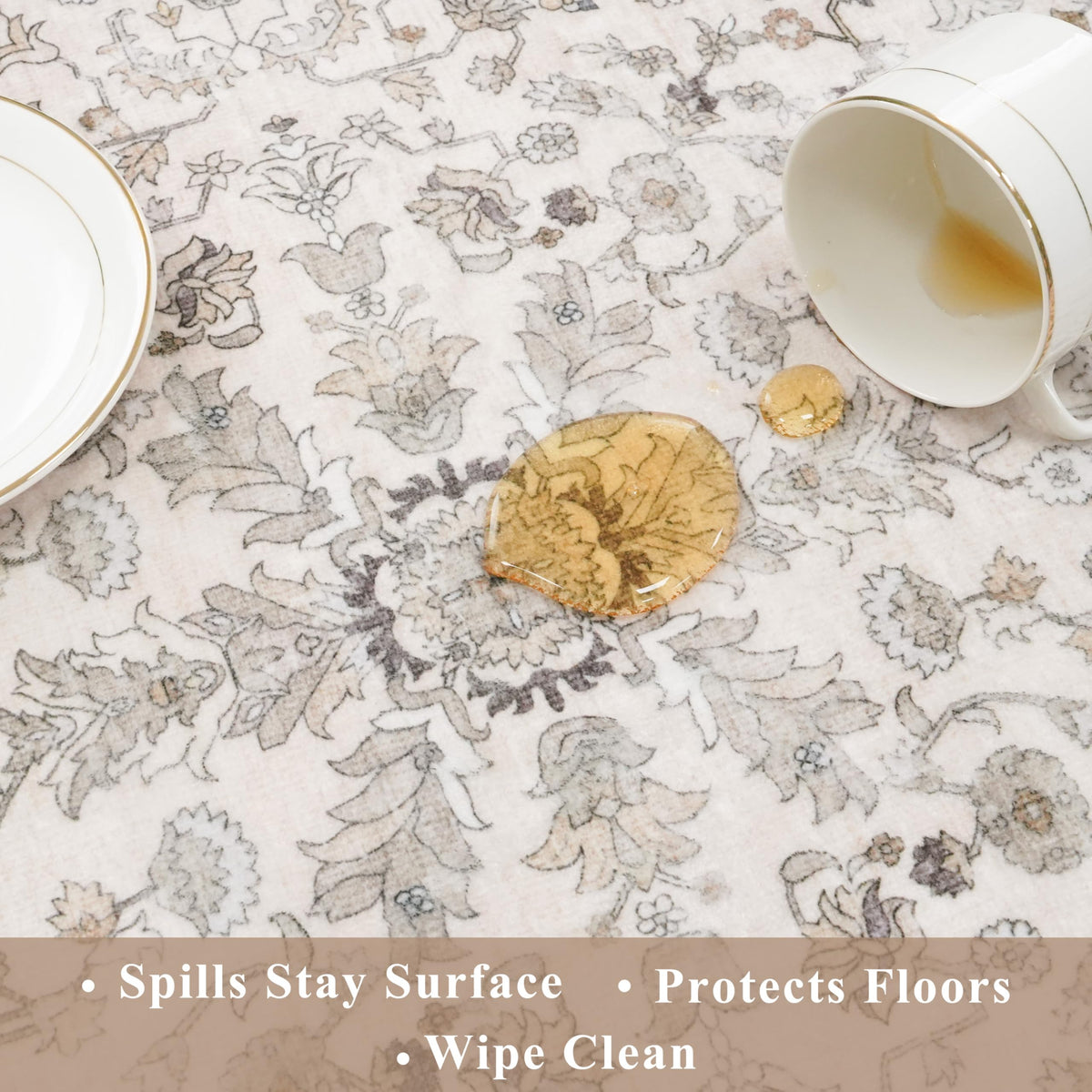 BYYVOO beige rug in hallway demonstrating durability and easy cleaning