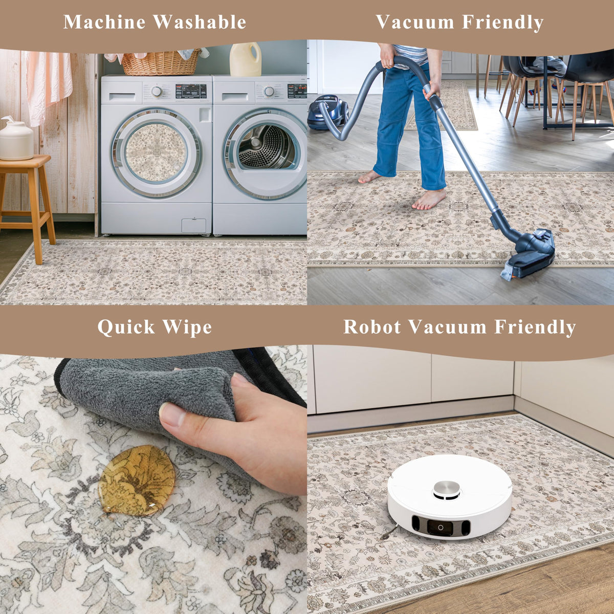 BYYVOO kitchen set rug with pet-friendly material and spill-friendly surface