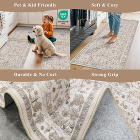 BYYVOO 2x4 rug beside stove showing non-slip grip on smooth floors