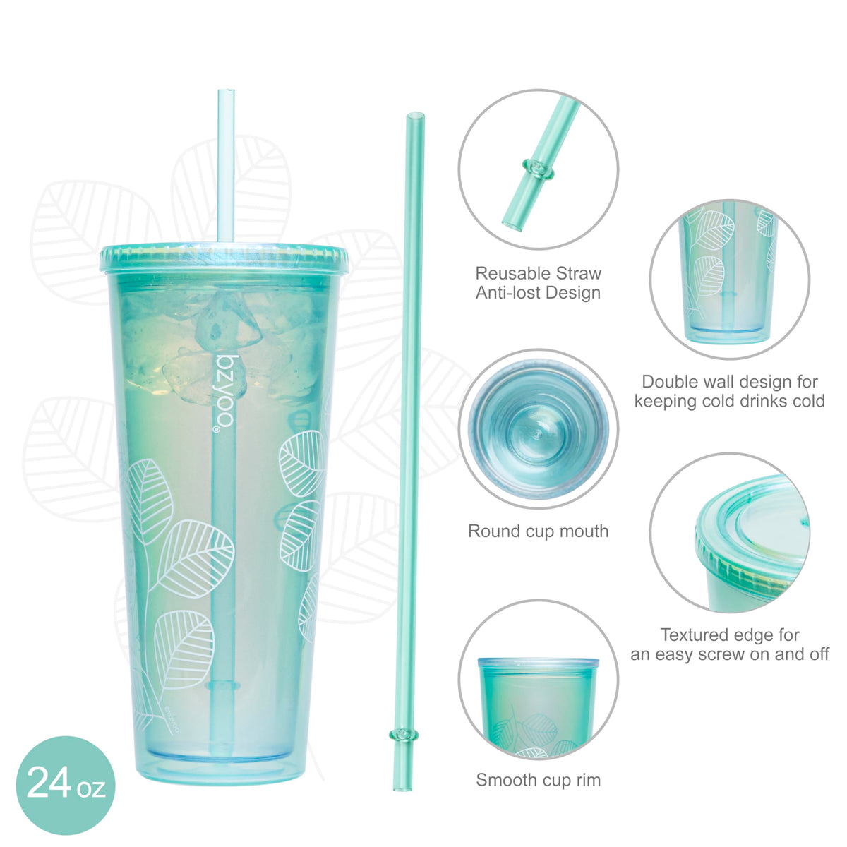 Bzyoo SIP 24oz tumbler fits most car cup holders.