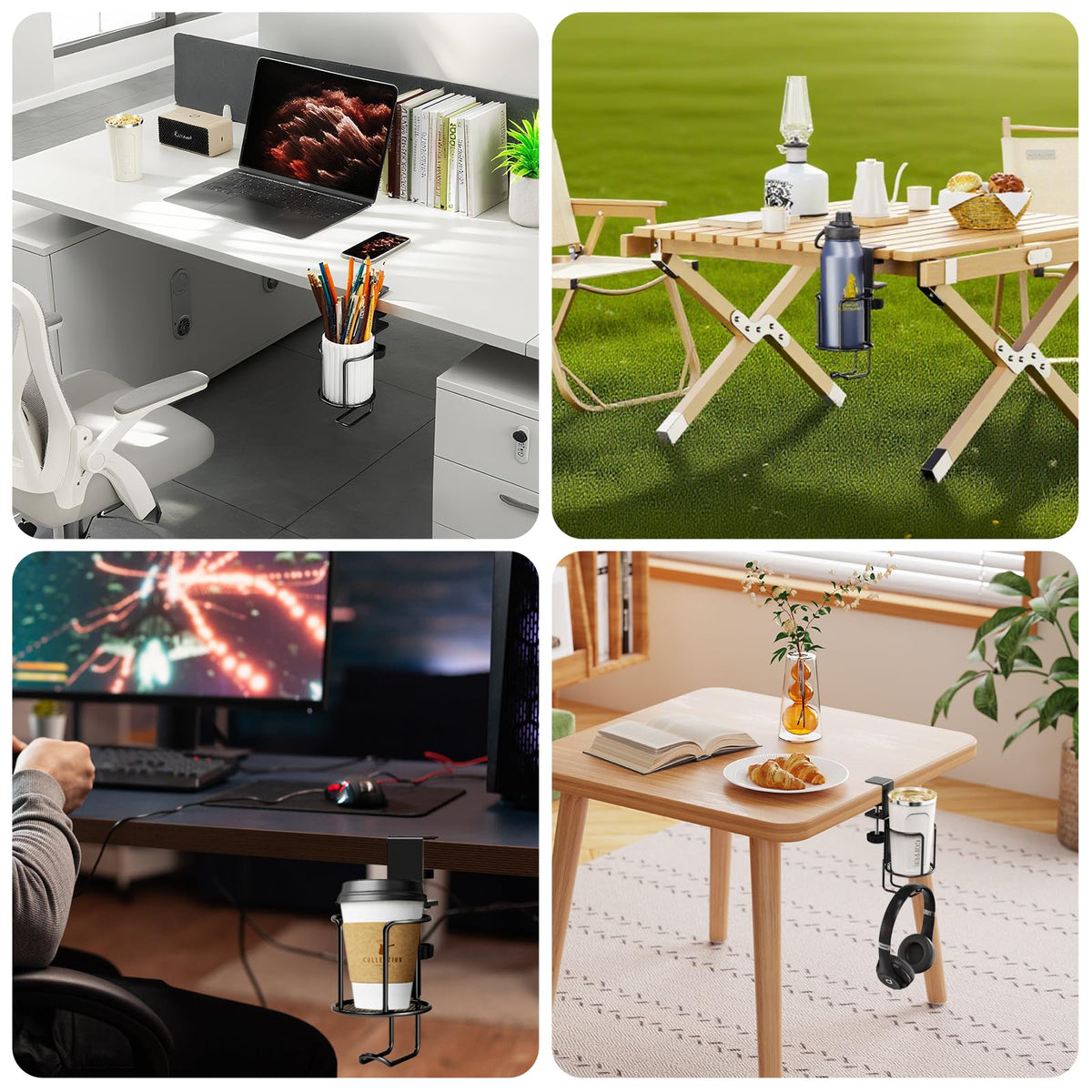 CABTE easy installation without tools or drilling on your desk edge.
