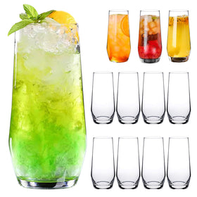Cadamada 18oz highball glasses set with stable base for spill-free entertaining.