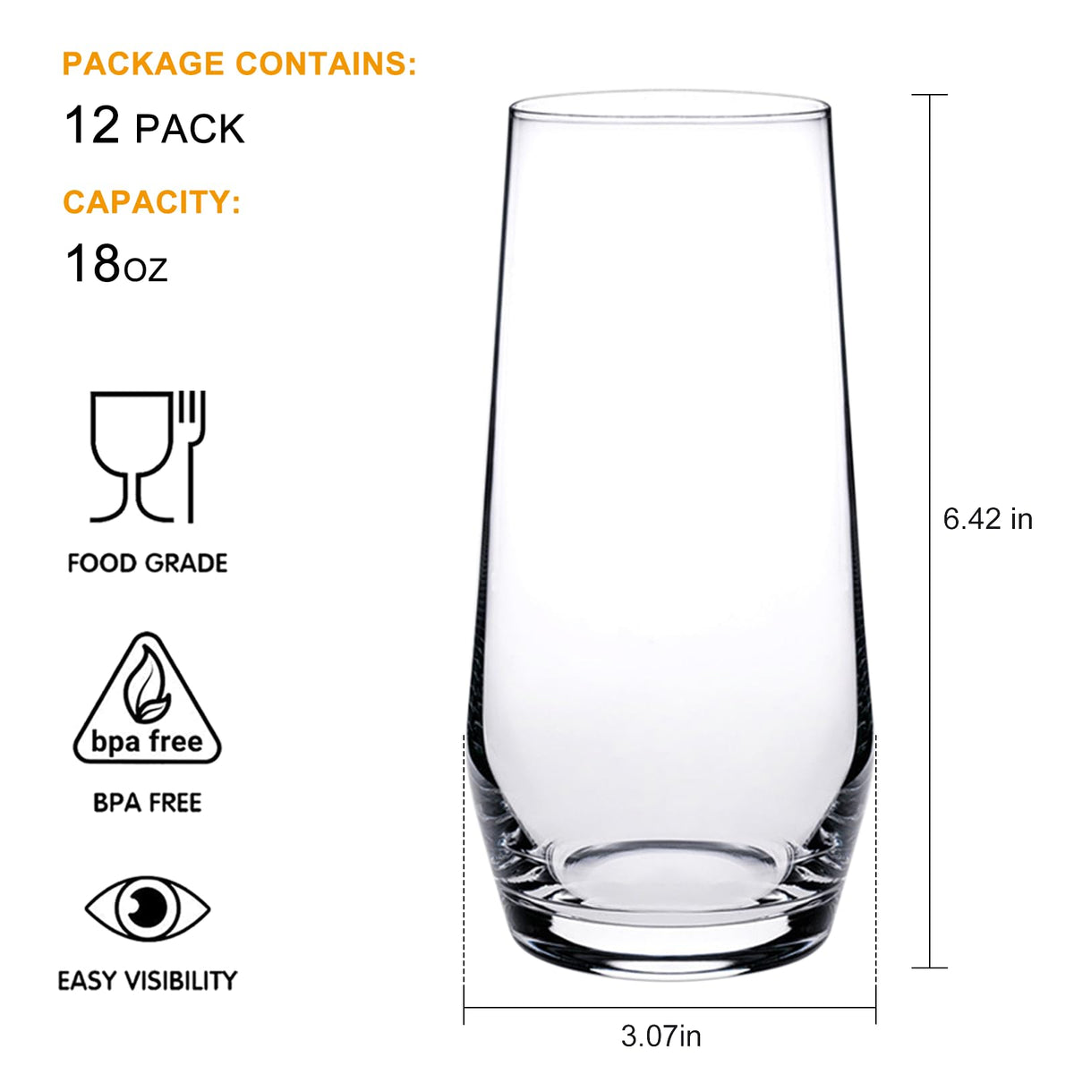Cadamada highball glass with weighted base improves stability during pours.