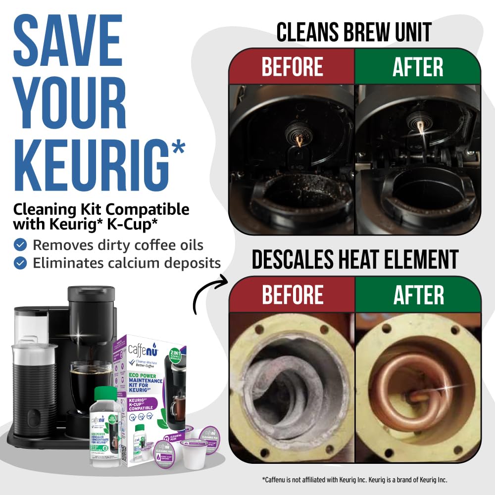 Caffenu Keurig cleaning pods on brewing chamber for enhanced flavor