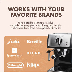 Cafiza helps purify portafilters for smoother espresso extraction.